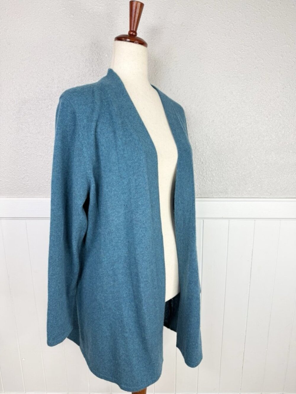 Charter Club Luxury 100% Cashmere Open Front Cardigan Size XL Teal Classic - Picture 4 of 9